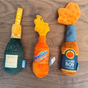 BARK Small Dog Squeaky Plush Toy Set drink Theme 3pc